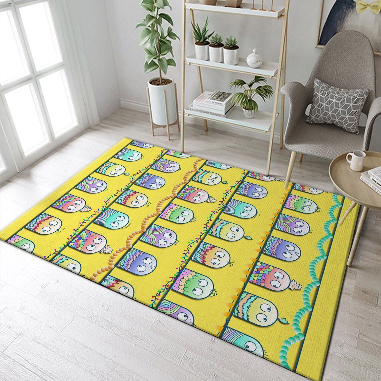 Cute Rainbow Creatures Area Rug For Christmas