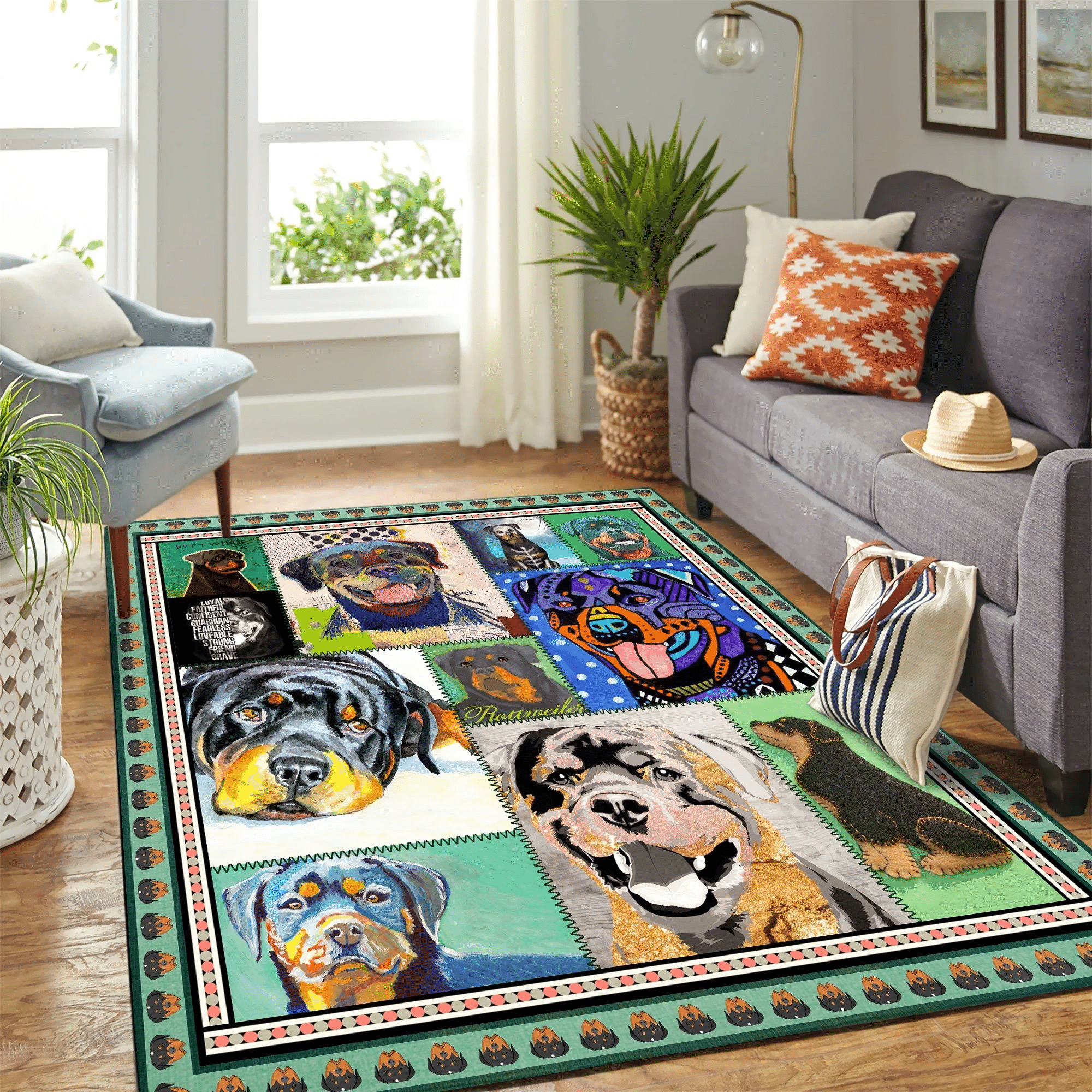 Cute Rottweiler Mk Carpet Area Rug Chrismas Gift - Indoor Outdoor Rugs