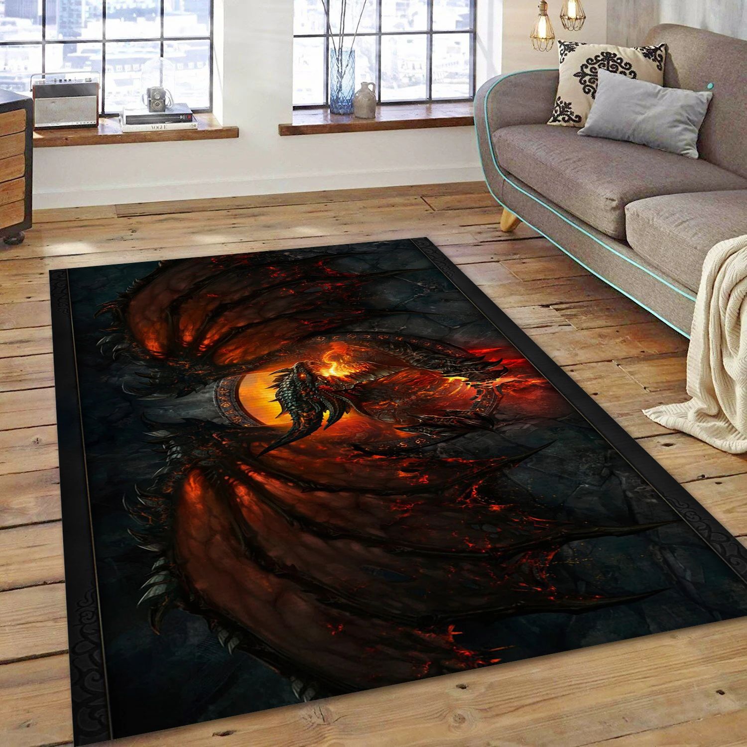 Deathwing World Of Warcraft Video Game Area Rug For Christmas