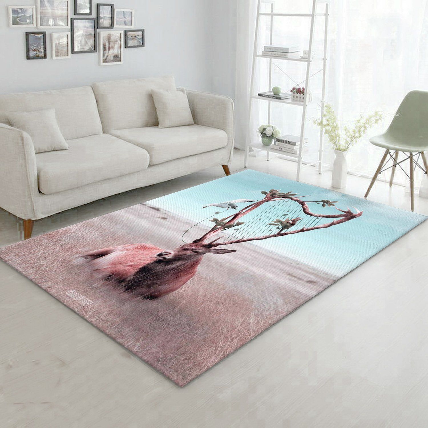 Deer Area Rug For Christmas Living Room Rug Family Gift US Decor - Indoor Outdoor Rugs