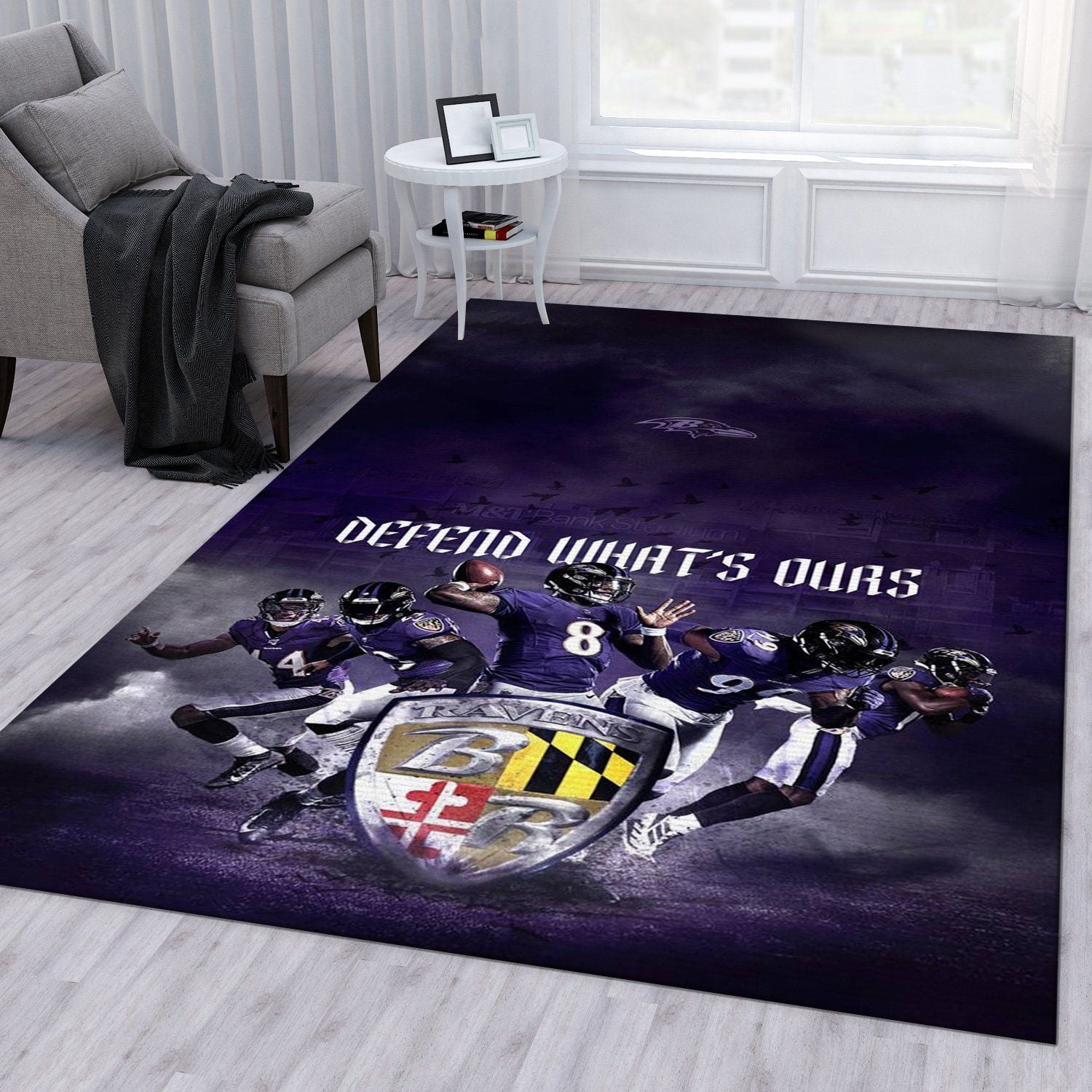 Defend Baltimore Ravens Nfl Area Rug For Christmas Living Room Rug Home US Decor - Indoor Outdoor Rugs