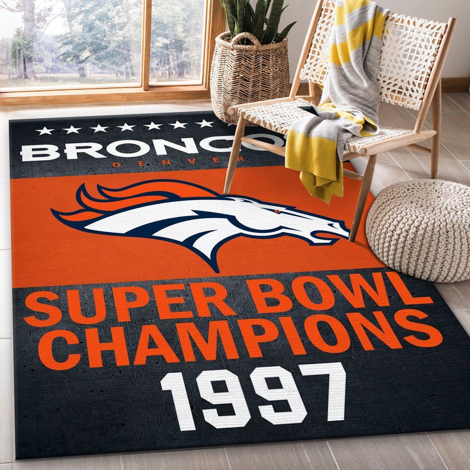Denver Broncos 1997 Nfl Football Team Area Rug For Gift Living Room Rug Home US Decor - Indoor Outdoor Rugs