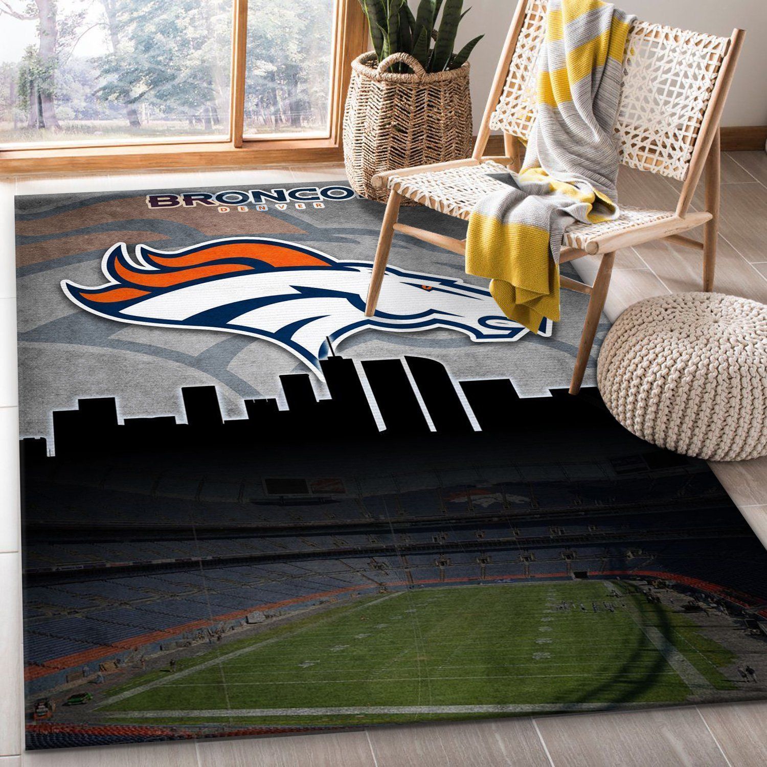 Denver Broncos NFL Area Rug Living Room Rug Home US Decor - Indoor Outdoor Rugs