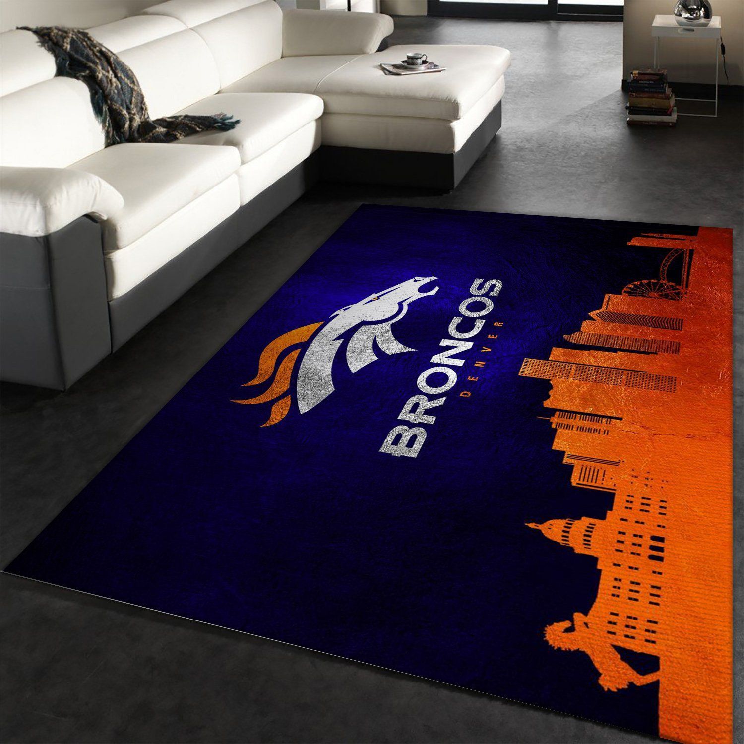 Denver Broncos Skyline NFL Area Rug Carpet, Living room and bedroom Rug, Home Decor Floor Decor - Indoor Outdoor Rugs