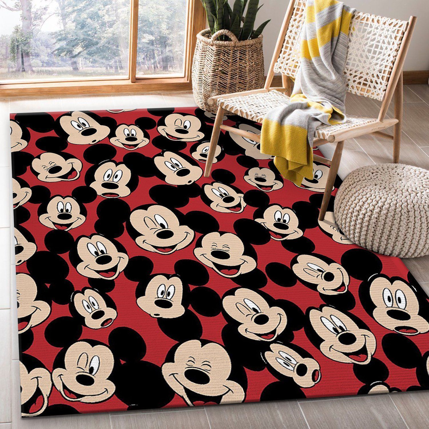Disney Mickey Mouse Fleece Fabric Movie Area Rug, Bedroom, Floor Decor - Indoor Outdoor Rugs
