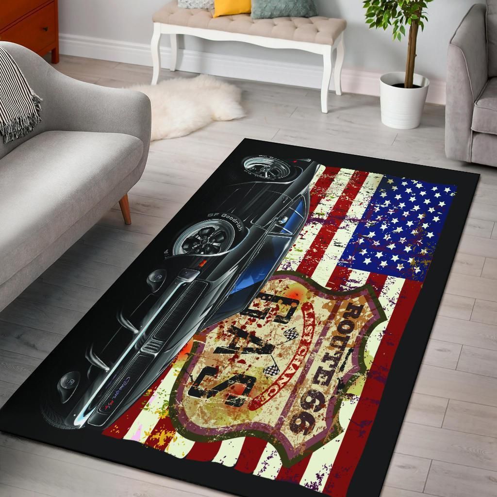 Dodge Charger American Flag Area Rug Chrismas Gift - Indoor Outdoor Rugs