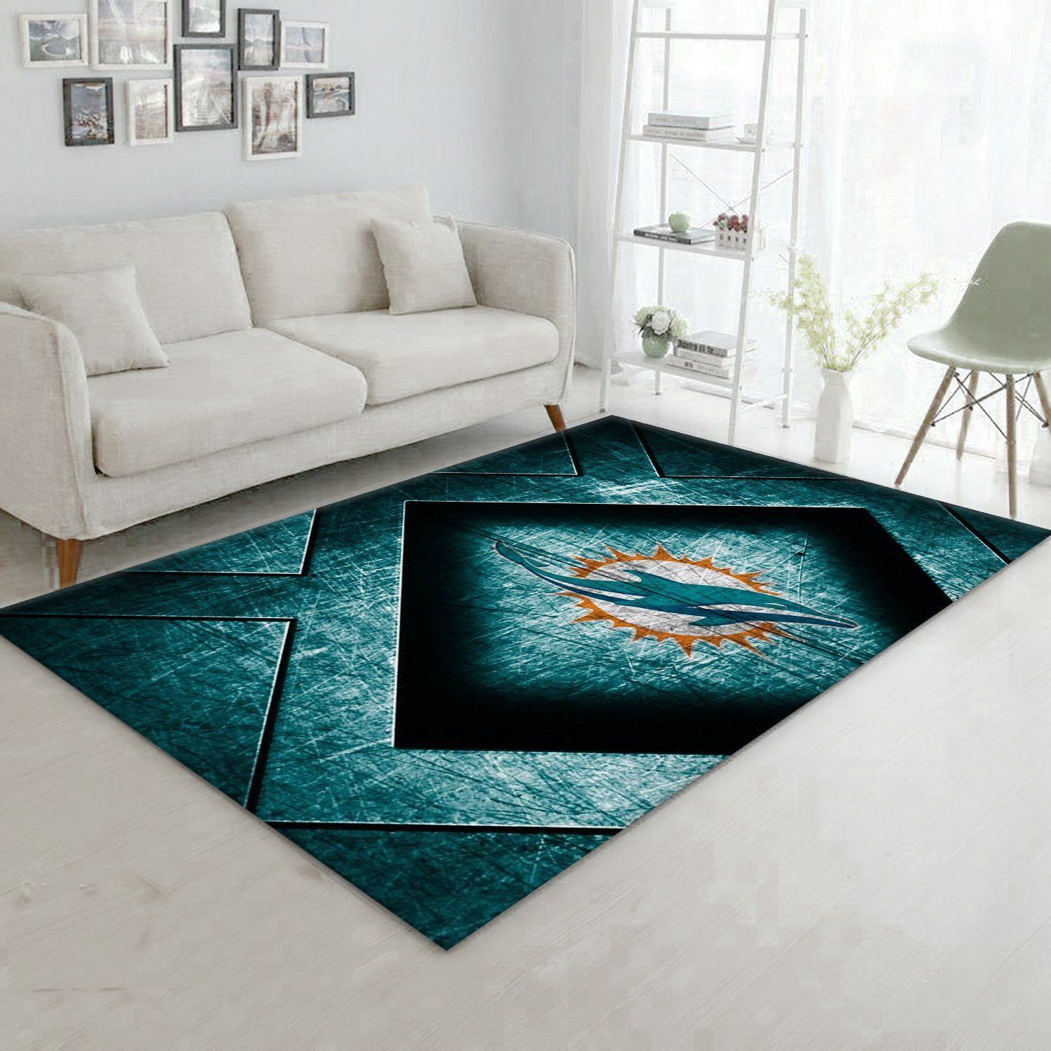 Dolphins Stone NFL Christmas Gift Rug Living Room Rug Home Decor Floor Decor - Indoor Outdoor Rugs