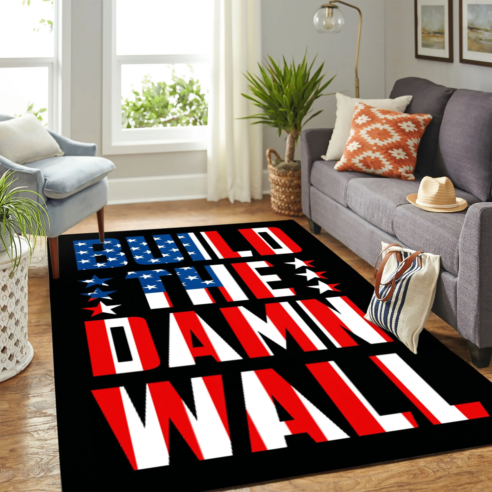 Donald Trump Campaign Build The Damn Wall Carpet Floor Area Rug Chrismas Gift - Indoor Outdoor Rugs