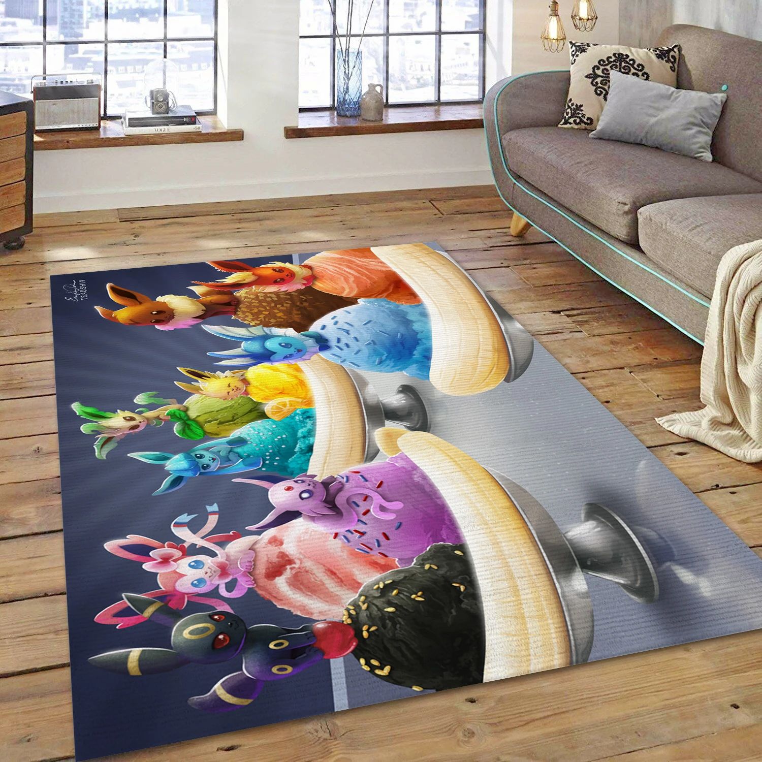 Eeveelution Banana Splits Video Game Area Rug For Christmas