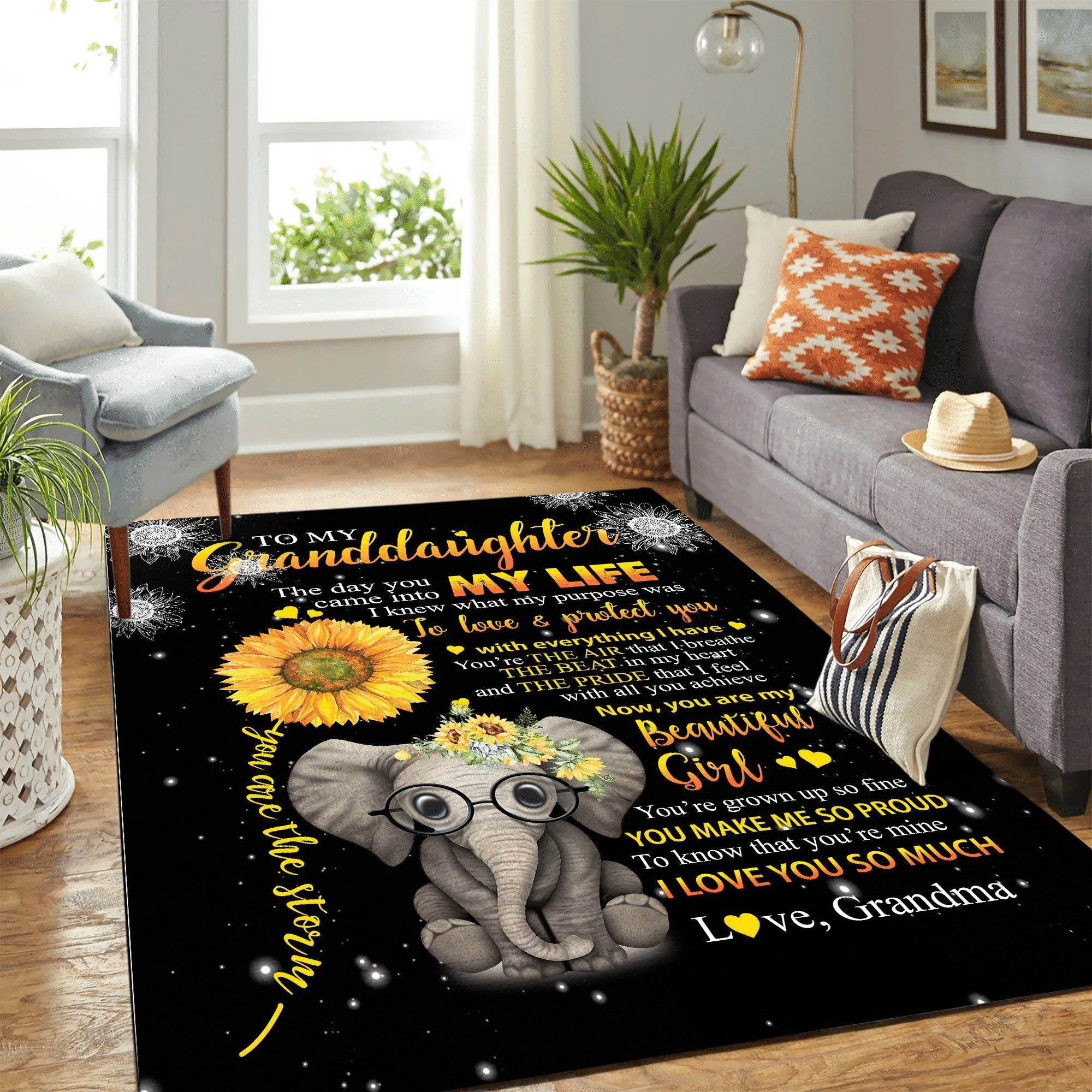 Elephant Sunflower Quilt Mk Carpet Area Rug Chrismas Gift - Indoor Outdoor Rugs