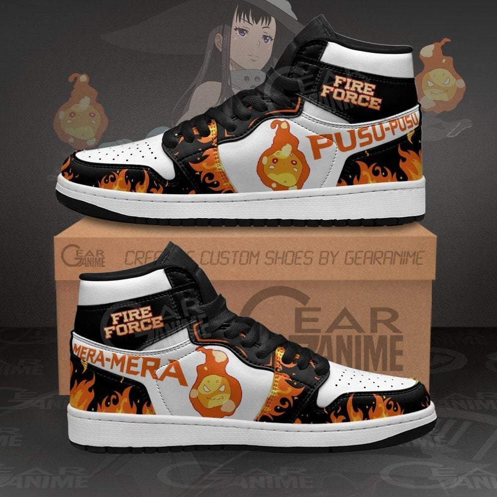 Fire Force Pusu Mera Custom Anime Air Jordan Shoes Sport Sneakers