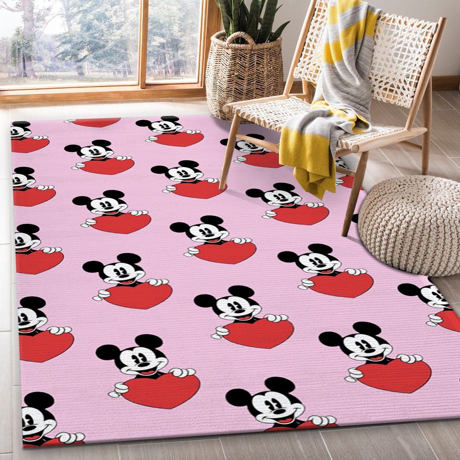 Freetoedit Mickeymouse Pink Red Movie Area Rug