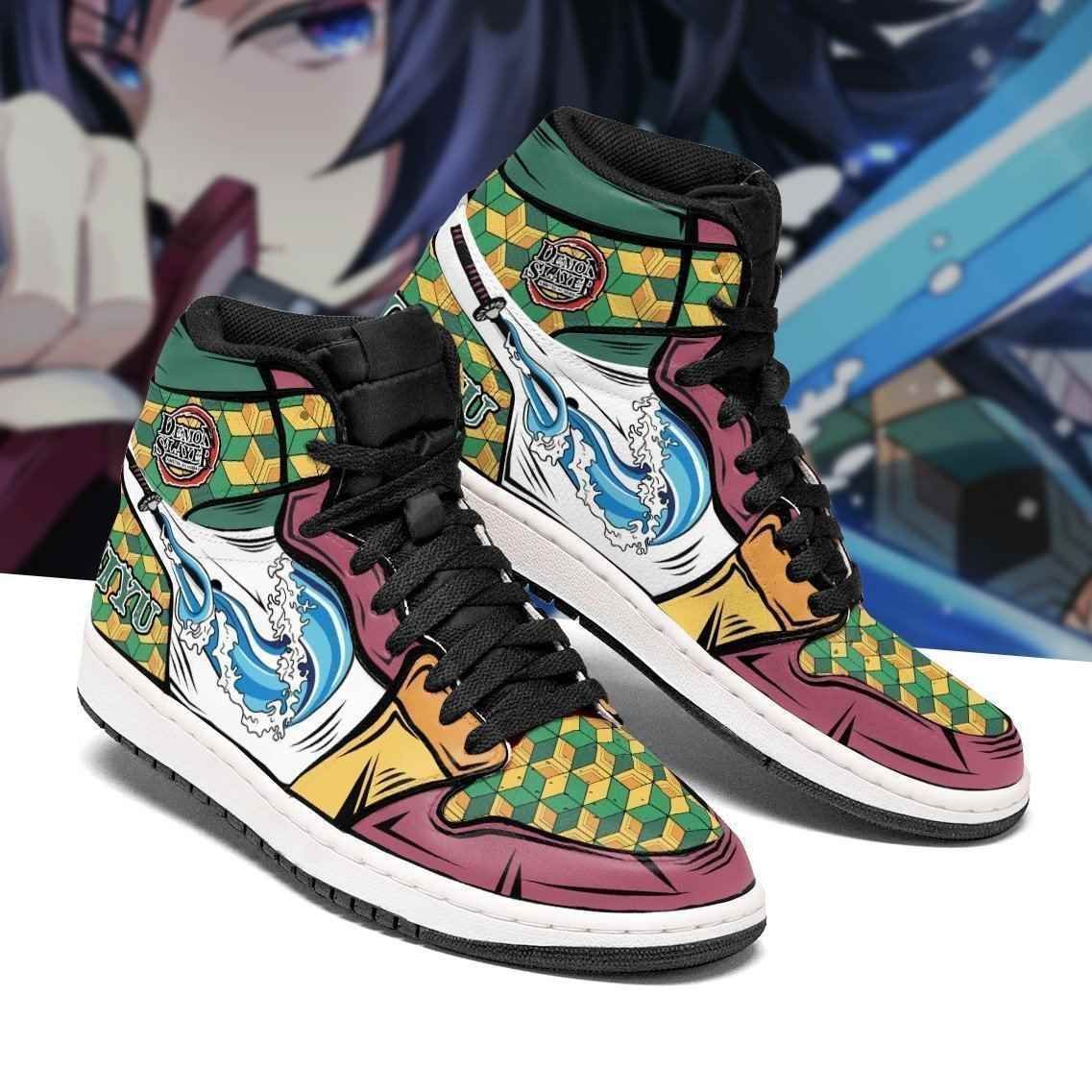 Giyu Costume Demon Slayer Sneakers Anime Air Jordan Shoes Sport