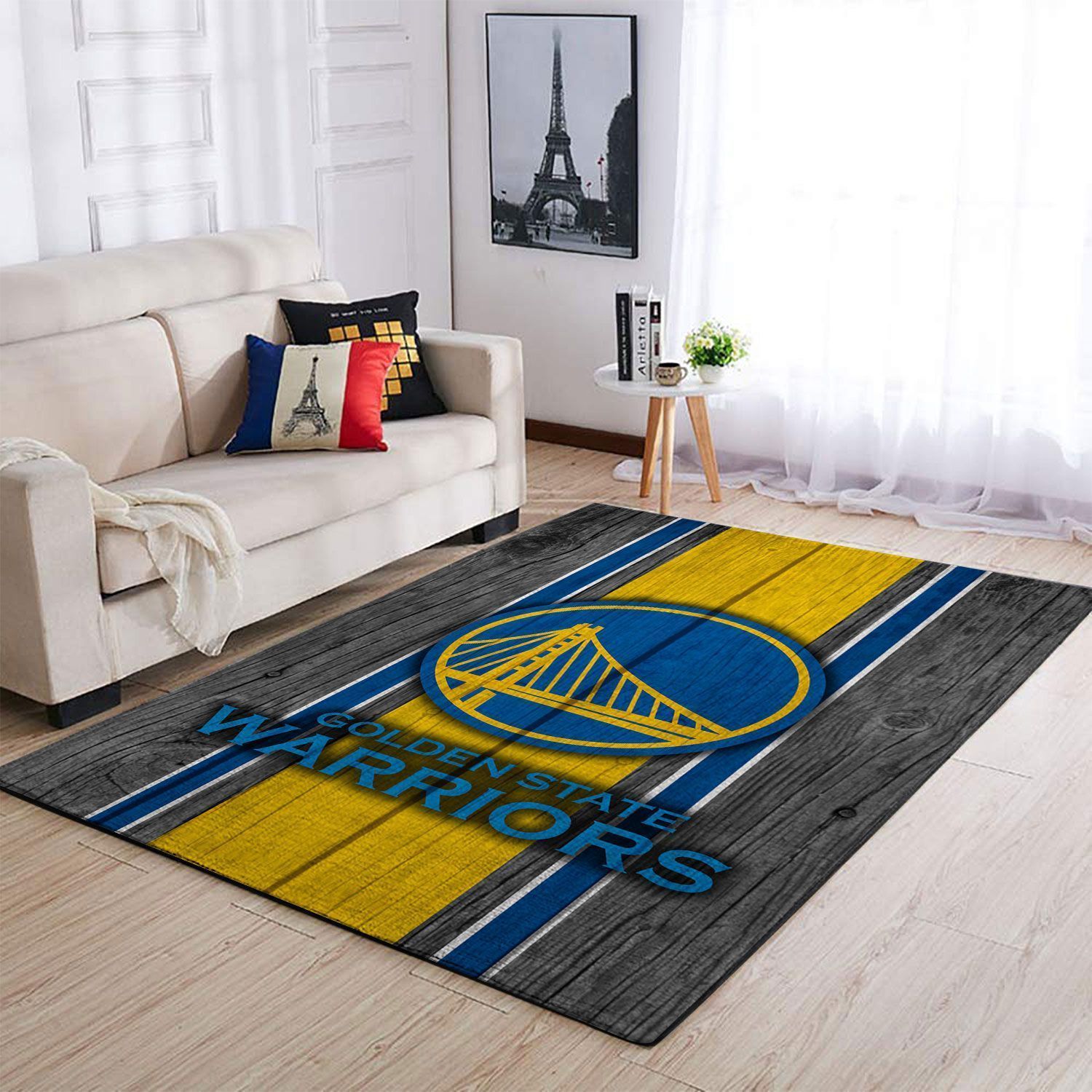 Golden State Warriors Nba Team Logo Wooden Style Nice Gift Home Decor Rectangle Area Rug - Indoor Outdoor Rugs