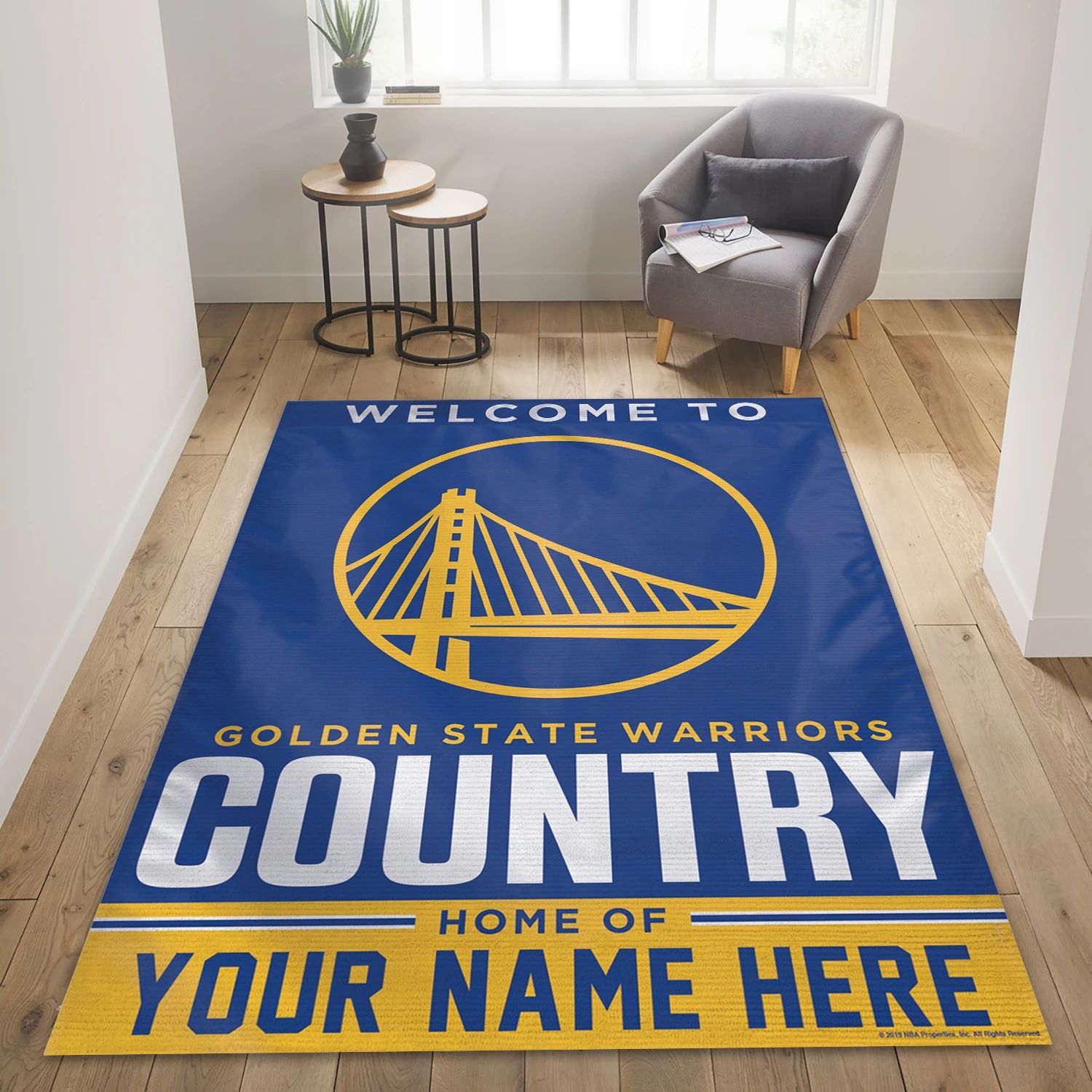 Golden State Warriors Personalized NBA Team Logos Area Rug