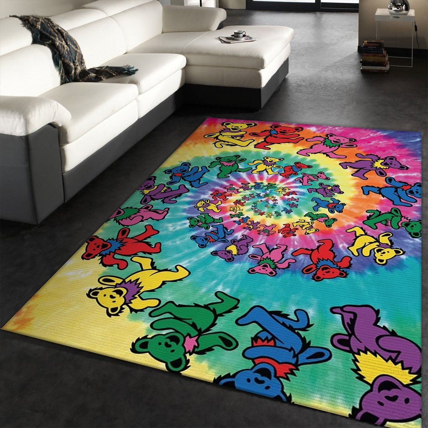 Grateful Dead Tie Dye Dancing Bears Area Rug Rugs For Living Room Rug Home Decor – Indoor Outdoor Rugs