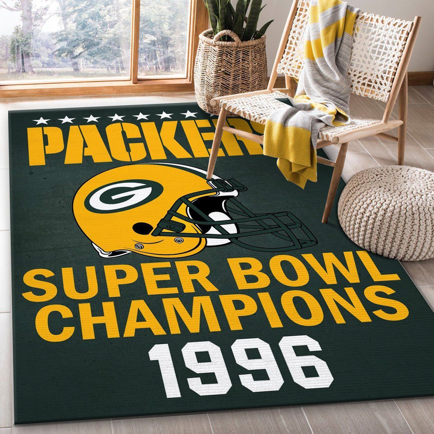 Green Bay Packers 1996 Nfl Football Team Area Rug For Gift Bedroom Rug Home US Decor - Indoor Outdoor Rugs