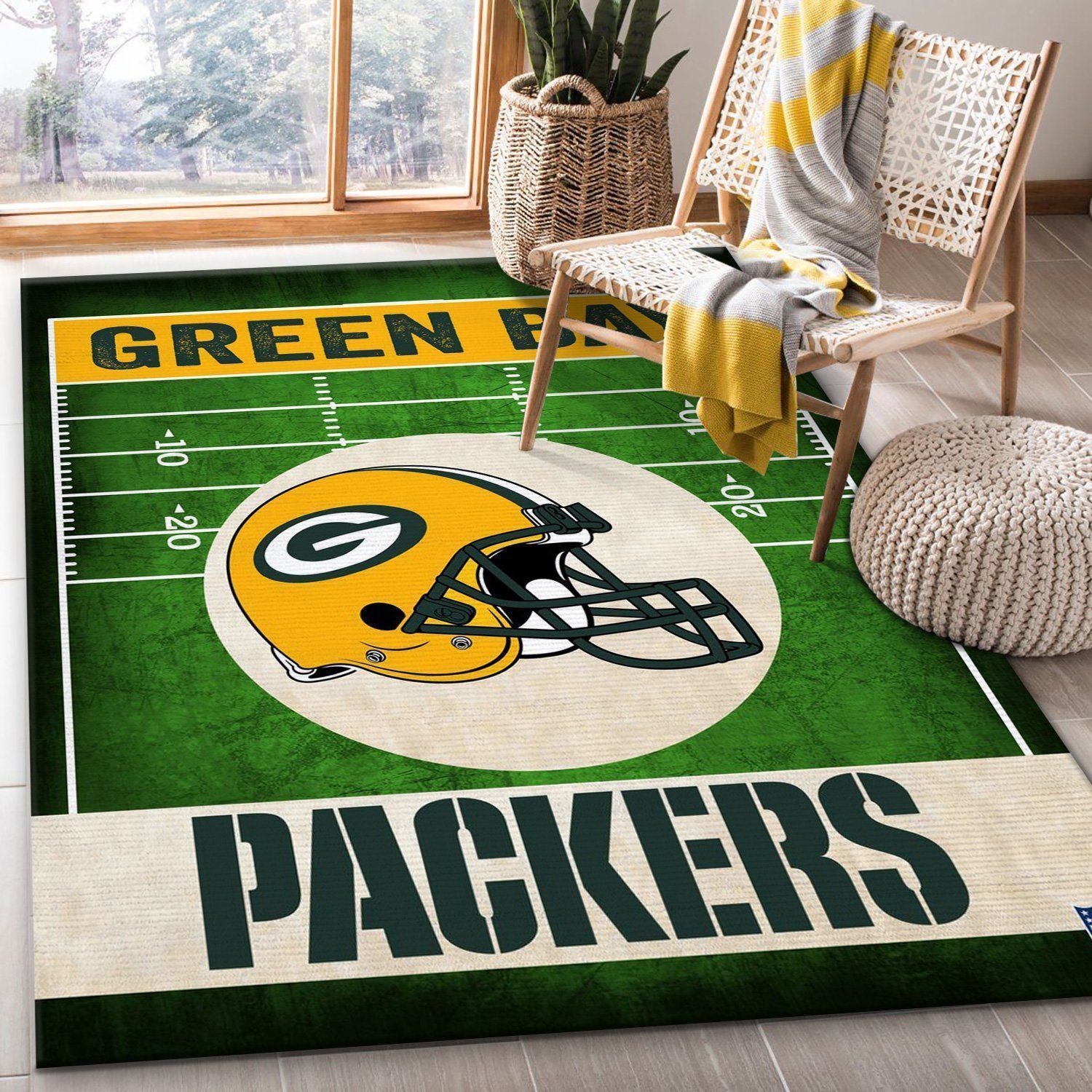 Green Bay Packers End Zone Nfl Rug Bedroom Rug Home Decor Floor Decor - Indoor Outdoor Rugs