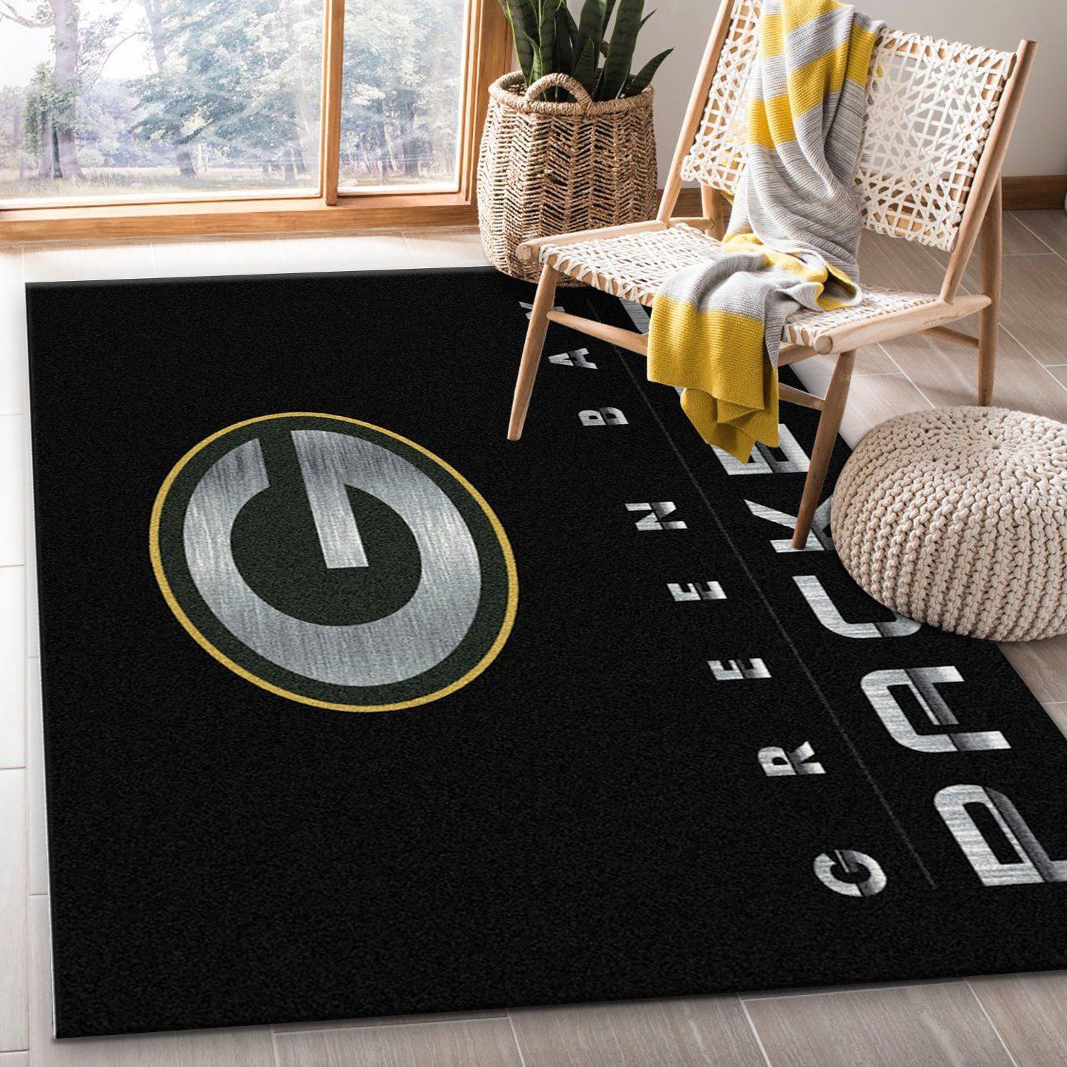 Green Bay Packers Imperial Chrome Rug NFL Area Rug For Christmas