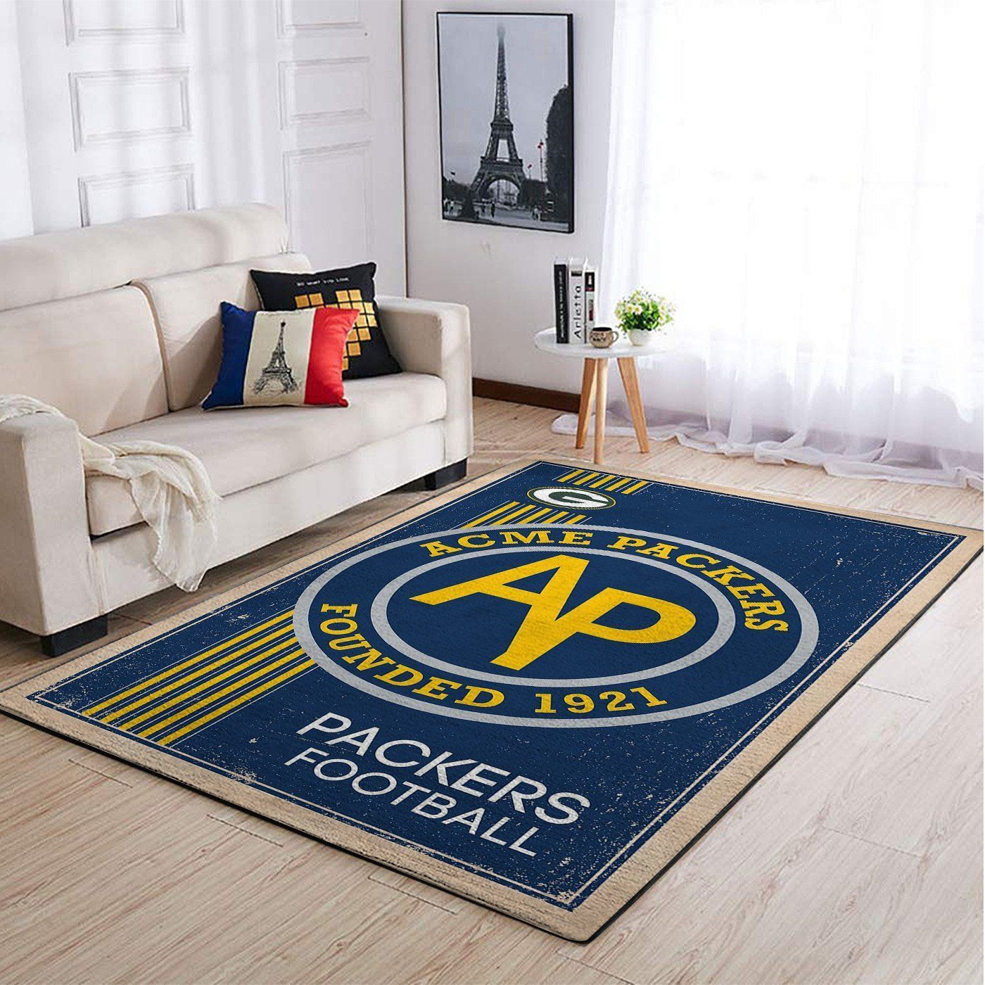 Green Bay Packers Nfl Team Logo Retro Style Nice Gift Home Decor Rectangle Area Rug - Indoor Outdoor Rugs