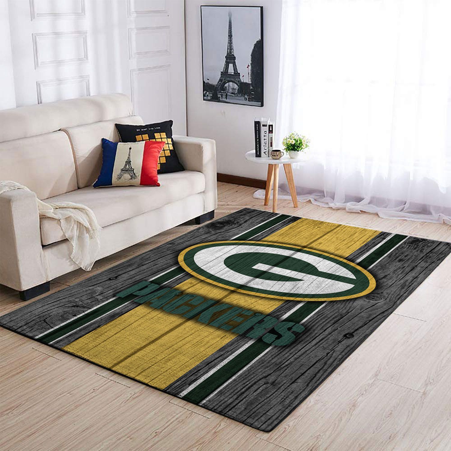 Green Bay Packers Nfl Team Logo Wooden Style Style Nice Gift Home Decor Rectangle Area Rug - Indoor Outdoor Rugs