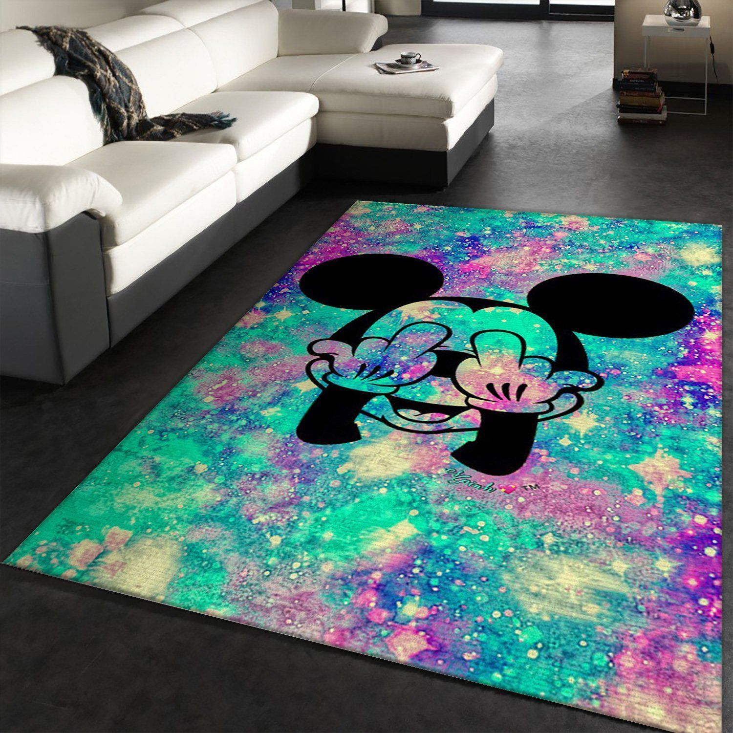 Grunge Mickey Mouse Galaxy Area Rug Carpet