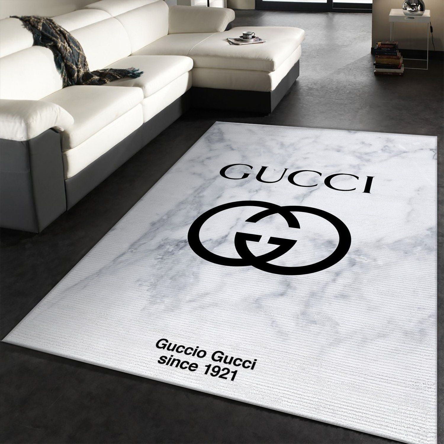 Gucci White Marble Marmor Area Rugs Fashion Brand Rug Christmas Gift US Decor - Indoor Outdoor Rugs