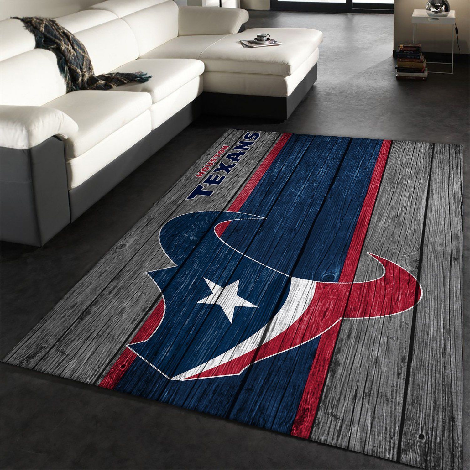 HOUSTON TEXANS NFL TEAM LOGO WOODEN STYLE STYLE NICE GIFT HOME DECOR RECTANGLE AREA RUG - Indoor Outdoor Rugs