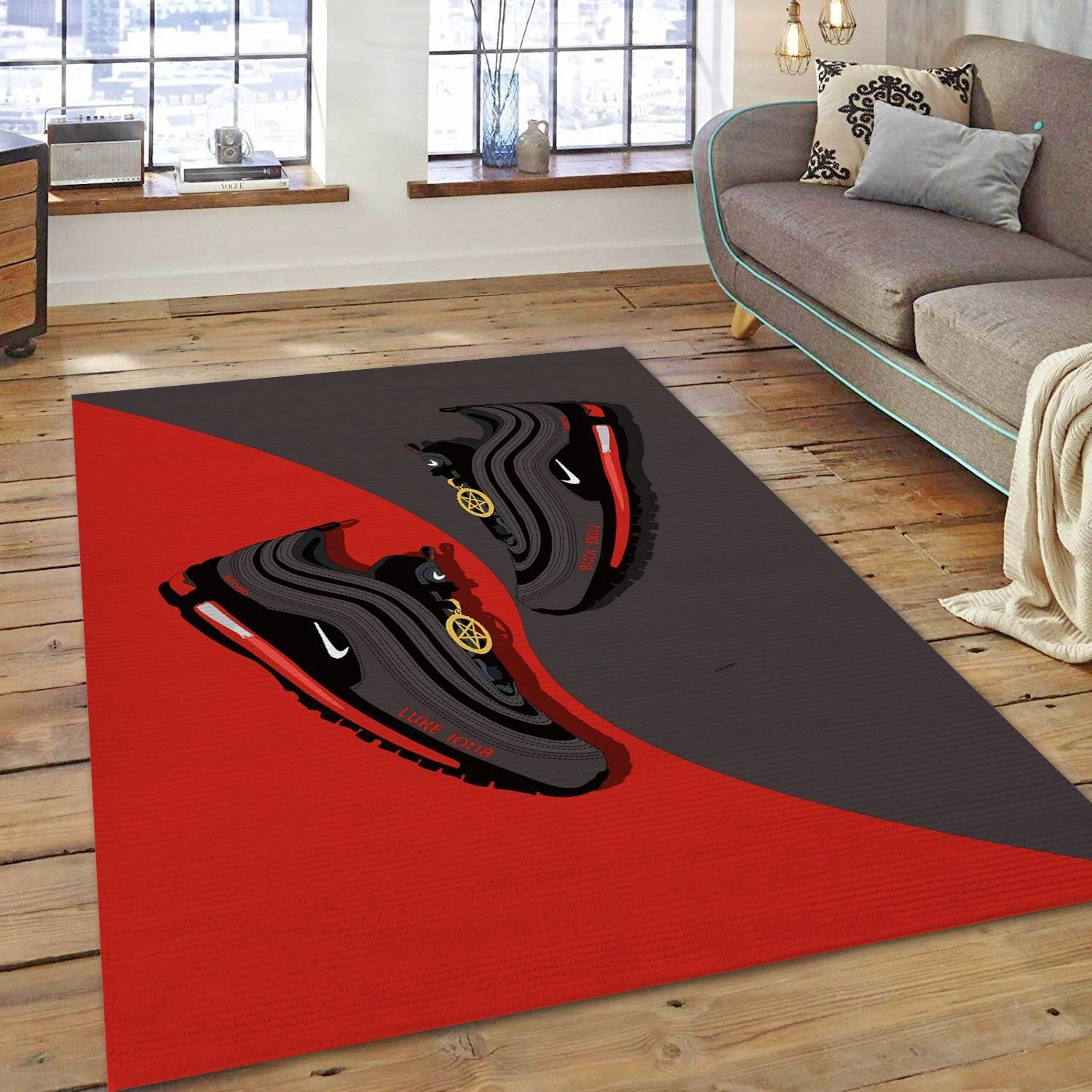 Hallucation Sneakers Fashion Logo Area Rug