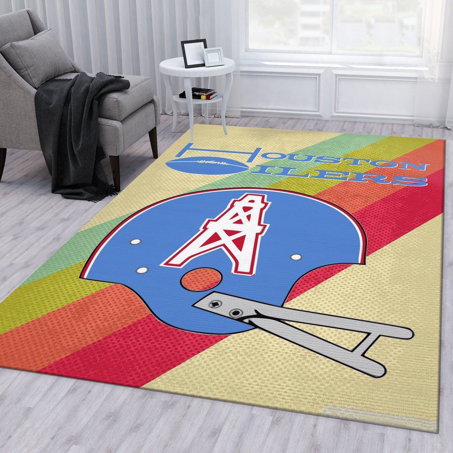 Houston Oilers Retro Nfl Football Team Area Rug For Gift Living Room Rug US Gift Decor - Indoor Outdoor Rugs