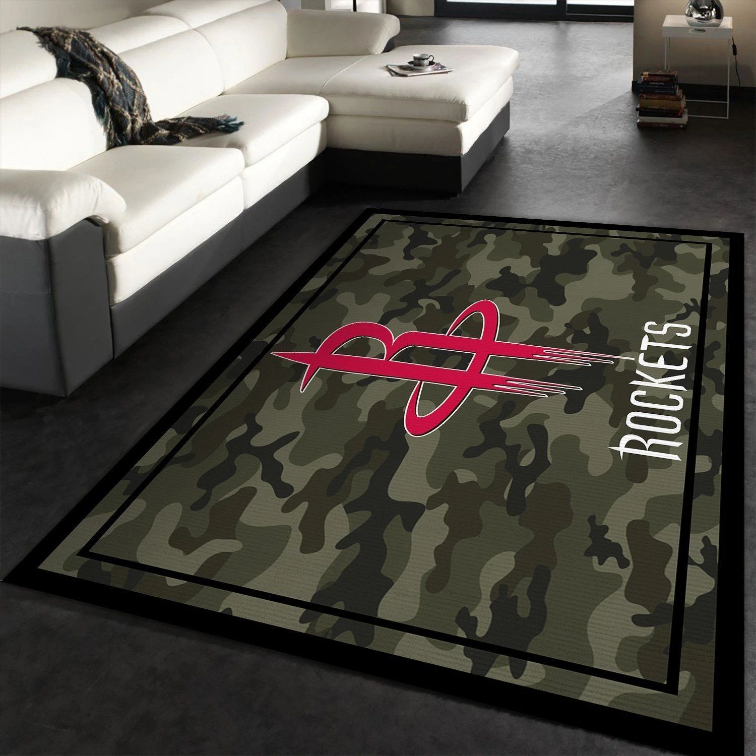 Houston Rockets Nba Team Logo Camo Style Nice Gift Home Decor Area Rug Rugs For Living Room - Indoor Outdoor Rugs
