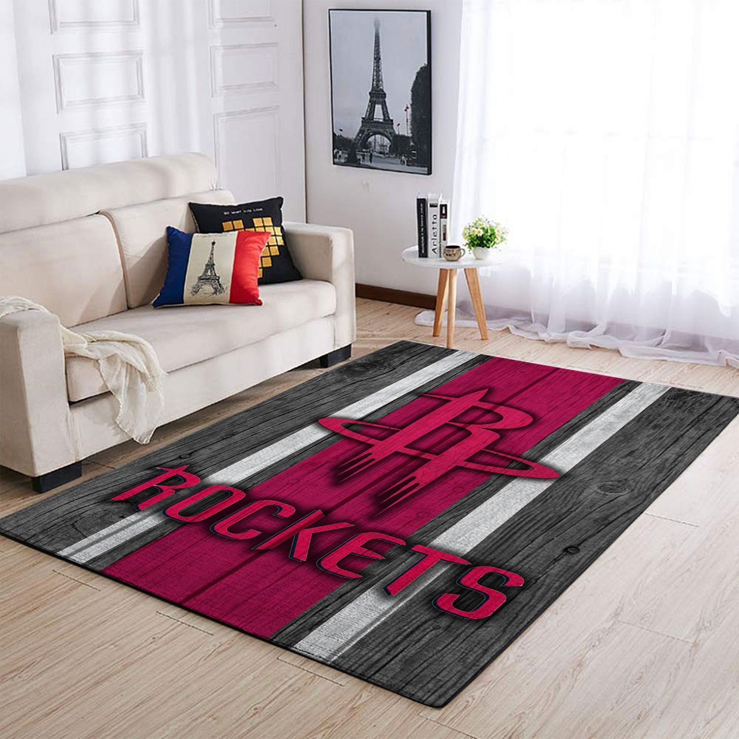 Houston Rockets Nba Team Logo Wooden Style Nice Gift Home Decor Rectangle Area Rug - Indoor Outdoor Rugs