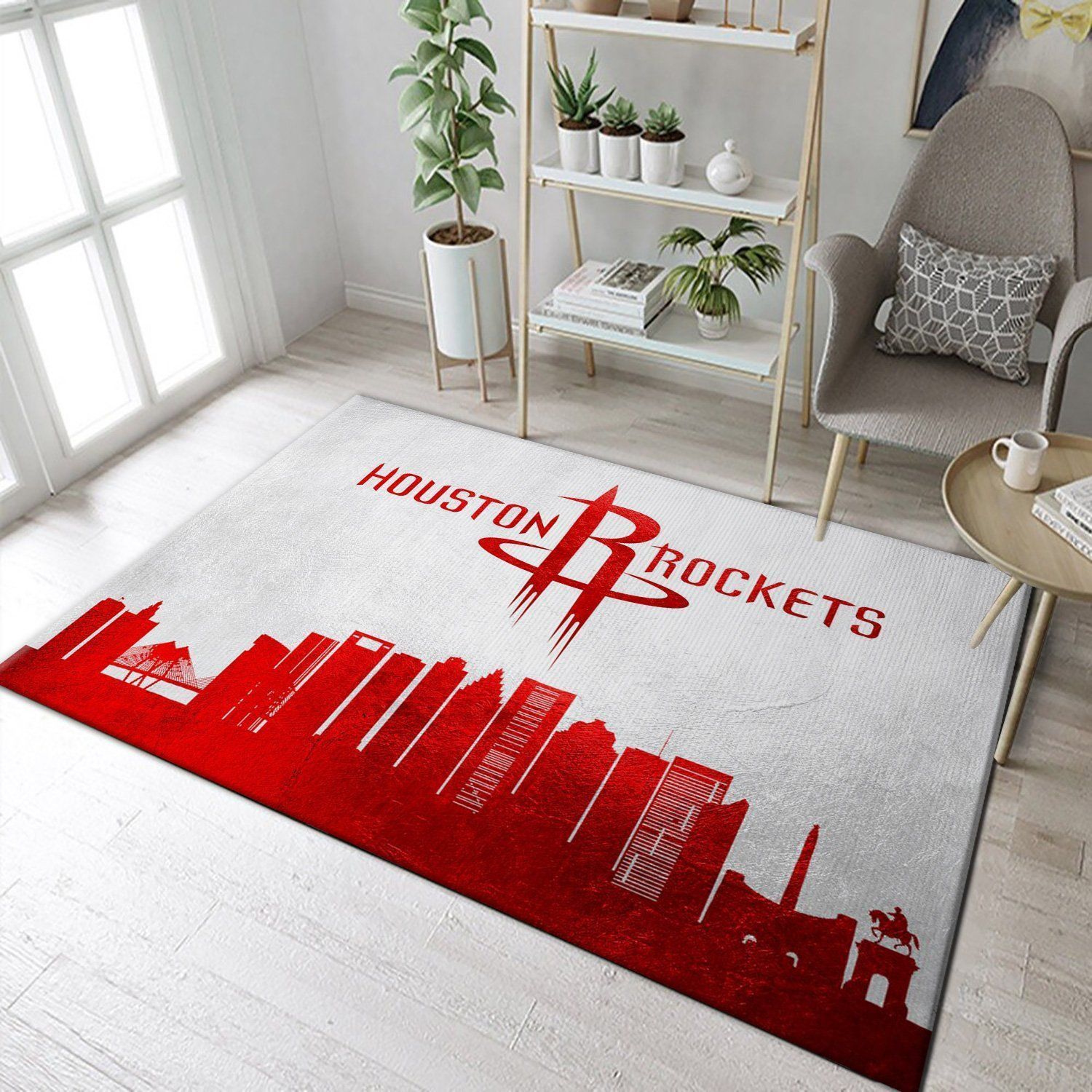 Houston Rockets Skyline NBA Team Logo Area Rug, Living Room Rug, Home Decor Floor Decor - Indoor Outdoor Rugs