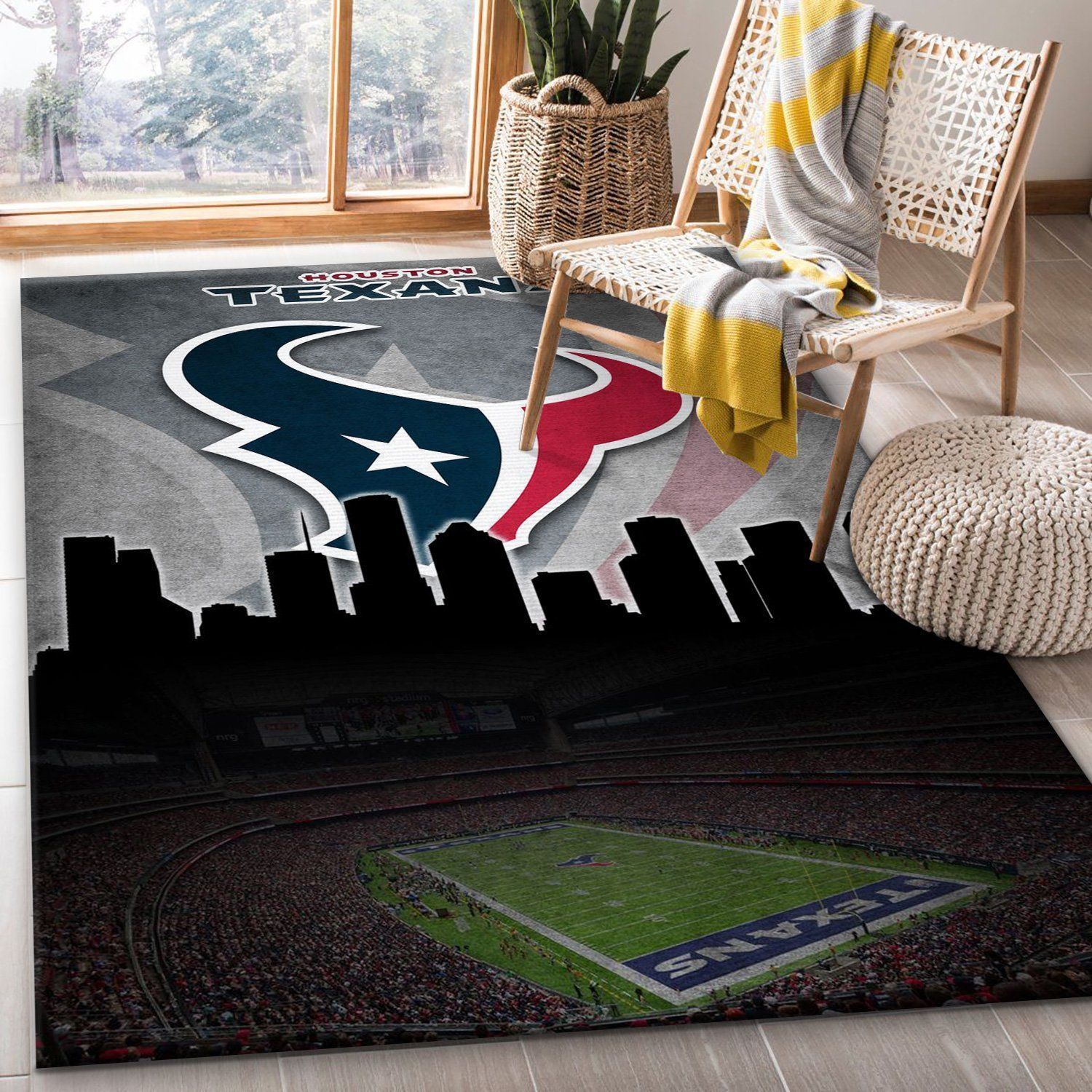 Houston Texans NFL Area Rug Bedroom Rug US Gift Decor - Indoor Outdoor Rugs