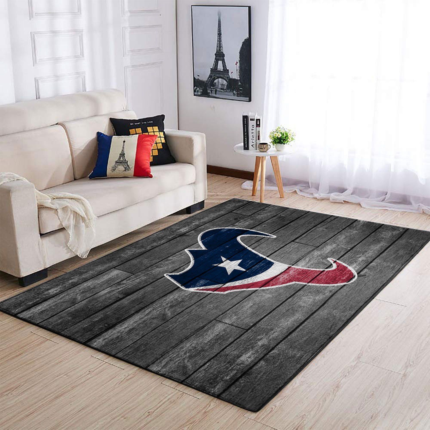 Houston Texans Nfl Team Logo Grey Wooden Style Style Nice Gift Home Decor Rectangle Area Rug - Indoor Outdoor Rugs