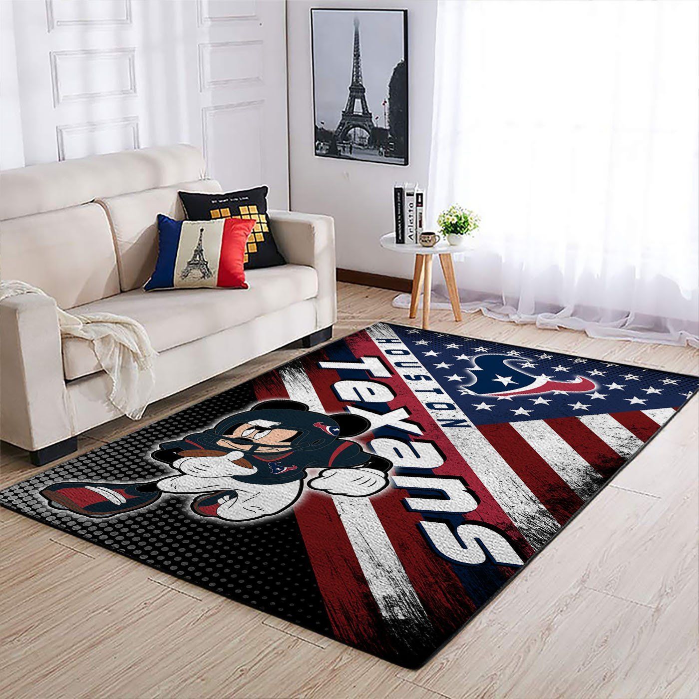 Houston Texans Nfl Team Logo Mickey Us Style Nice Gift Home Decor Rectangle Area Rug - Indoor Outdoor Rugs