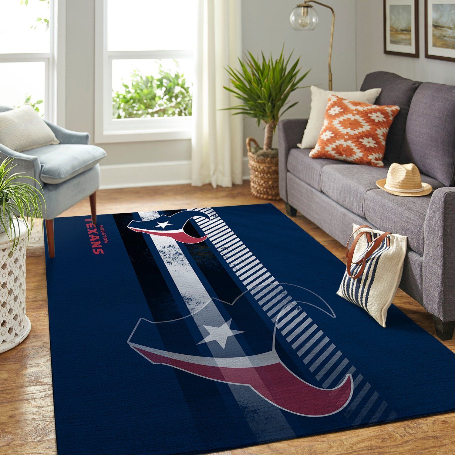 Houston Texans Nfl Team Logo Nice Gift Home Decor Rectangle Area Rug - Indoor Outdoor Rugs