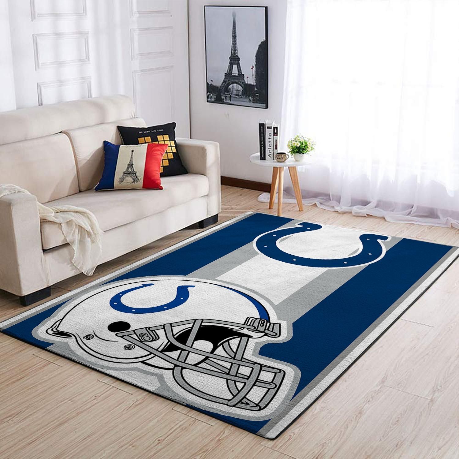 Indianapolis Colts Nfl Team Logo Helmet Nice Gift Home Decor Rectangle Area Rug - Indoor Outdoor Rugs