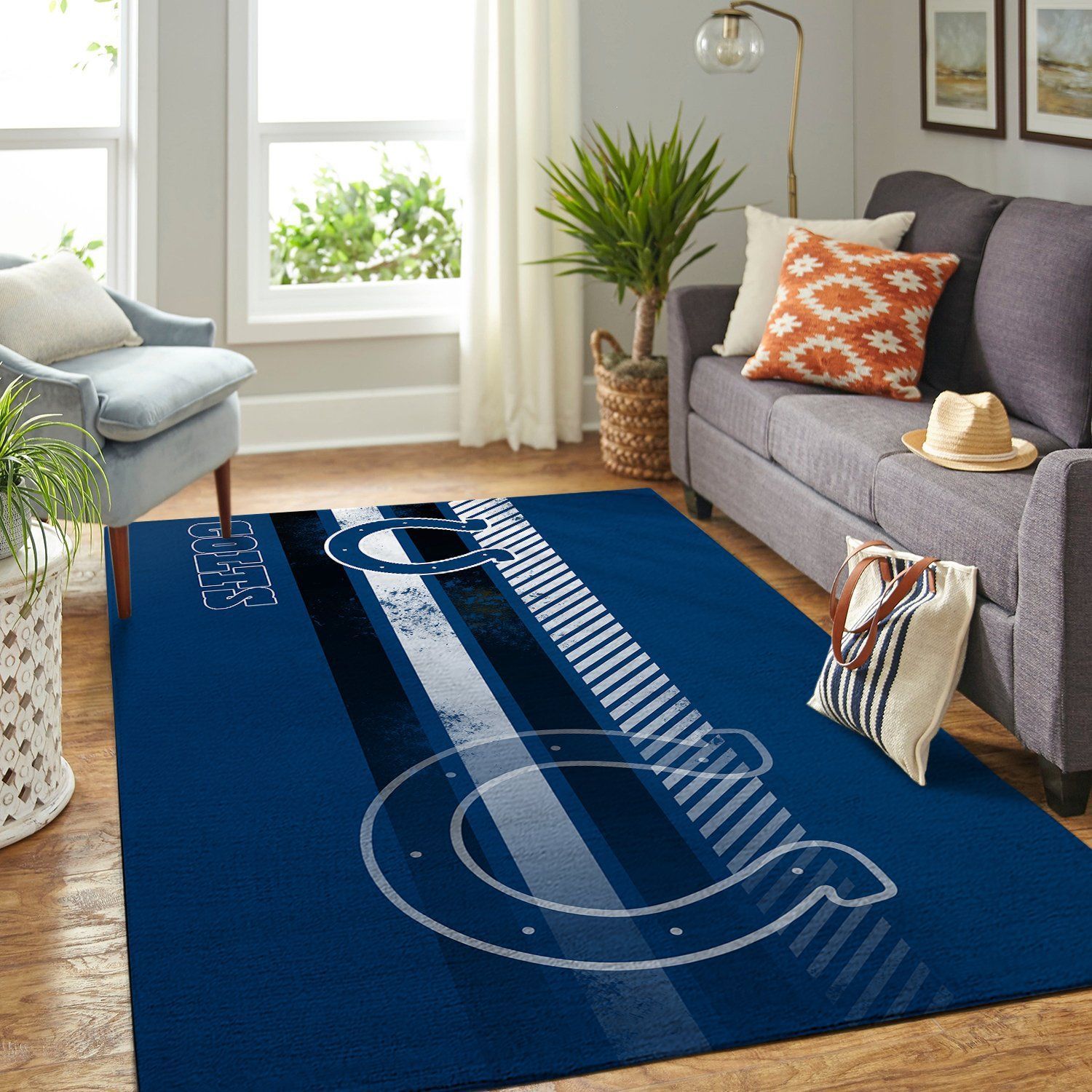 Indianapolis Colts Nfl Team Logo Nice Gift Home Decor Rectangle Area Rug - Indoor Outdoor Rugs