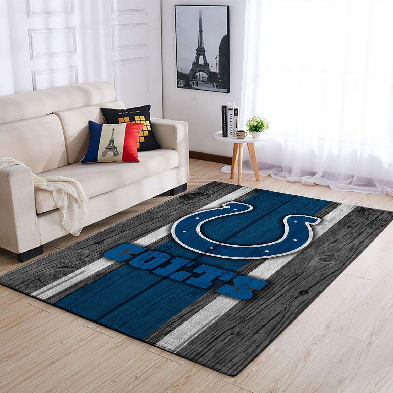 Indianapolis Colts Nfl Team Logo Wooden Style Style Nice Gift Home Decor Rectangle Area Rug - Indoor Outdoor Rugs