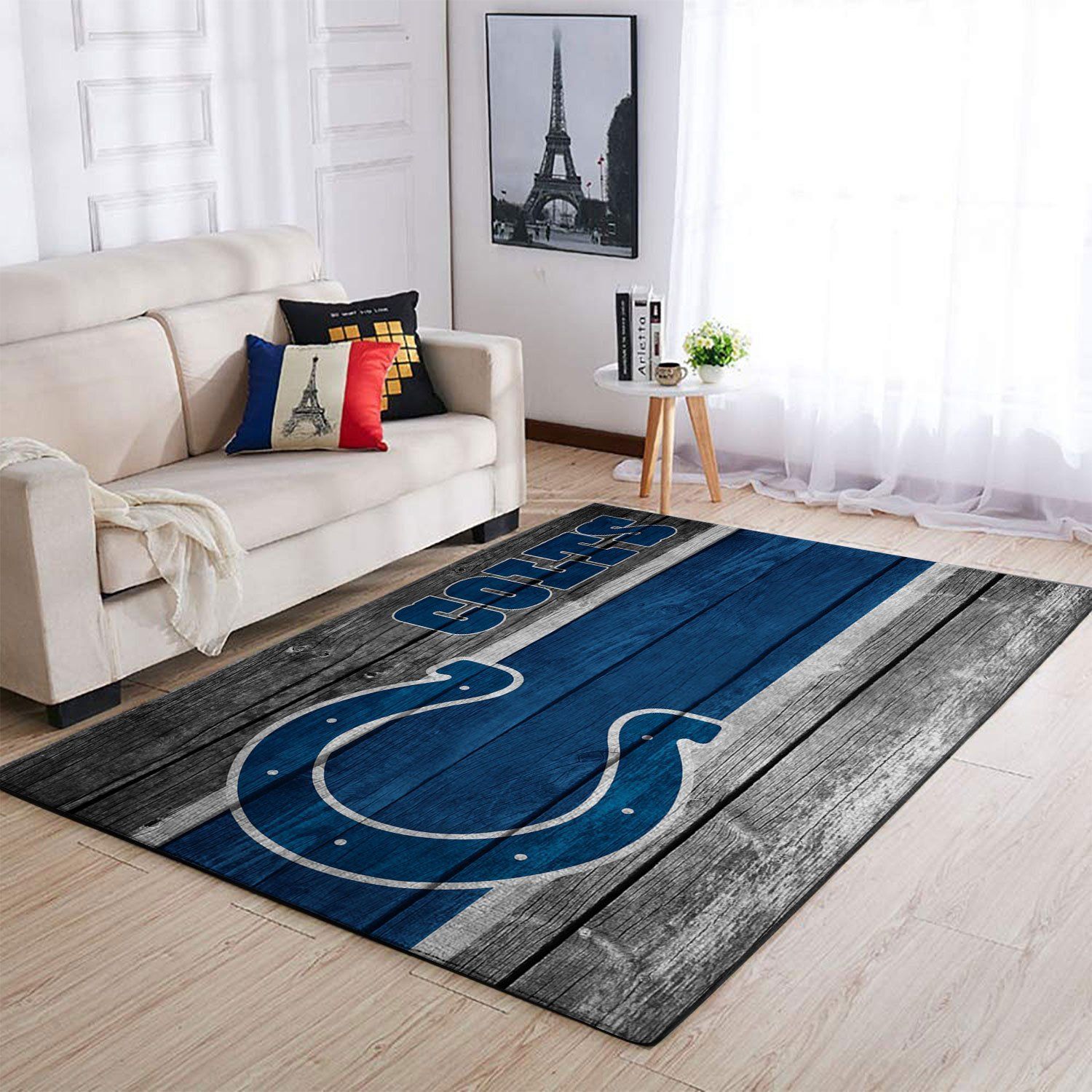 Indianapolis Colts Nfl Team Logo Wooden Style Style Nice Gift Home Decor Rectangle Area Rug - Indoor Outdoor Rugs