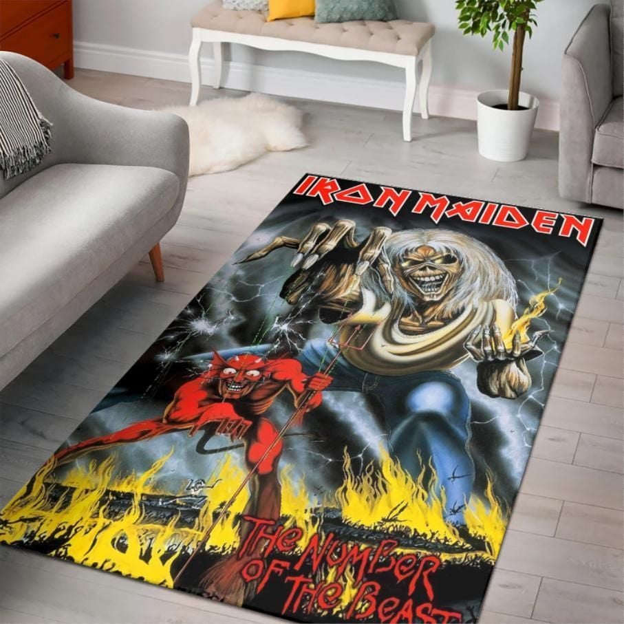 Iron Maiden Area Rug Rugs For Living Room Rug Home Decor - Indoor Outdoor Rugs