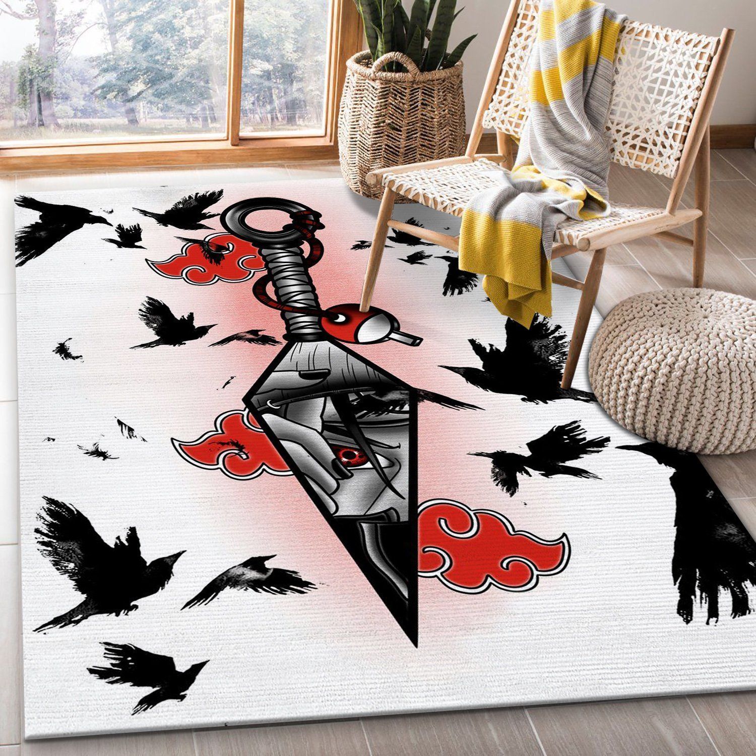 Itachi Uchiha Anime Rug Living Room Rug US Gift Decor - Indoor Outdoor Rugs