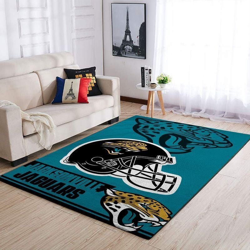 Jacksonville Jaguars Nfl Team Logo Helmet Rug Room Carpet Custom Area Floor Home Decor - Indoor Outdoor Rugs