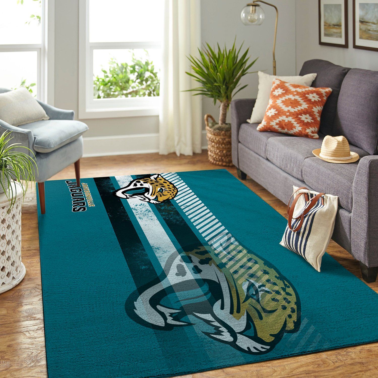 Jacksonville Jaguars Nfl Team Logo Nice Gift Home Decor Rectangle Area Rug - Indoor Outdoor Rugs