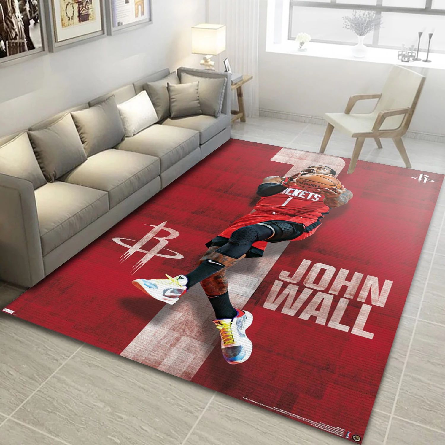 John Wall Houston Rockets NBA Reangle Area Rug, Living Room Rug - US Decor - Indoor Outdoor Rugs