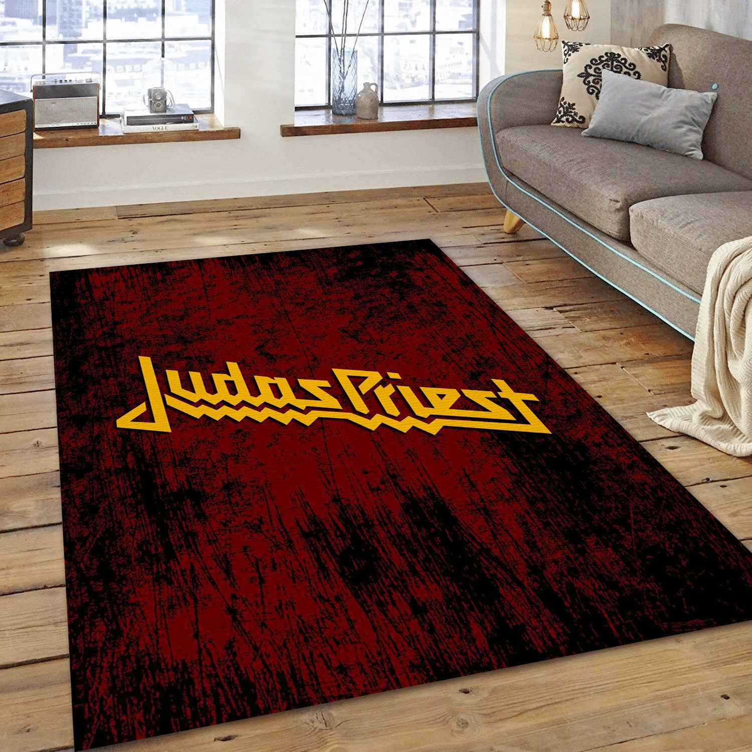 Judas Priest Scratch Music Area Rug For Christmas