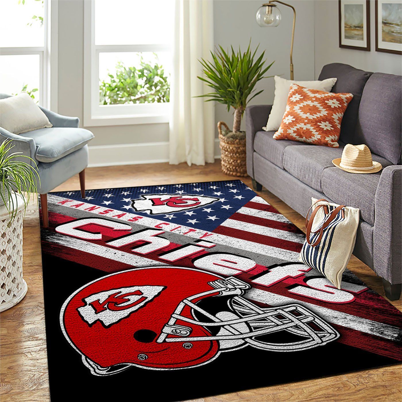 Kansas City Chiefs Nfl Team Logo American Style Nice Gift Home Decor Rectangle Area Rug - Indoor Outdoor Rugs