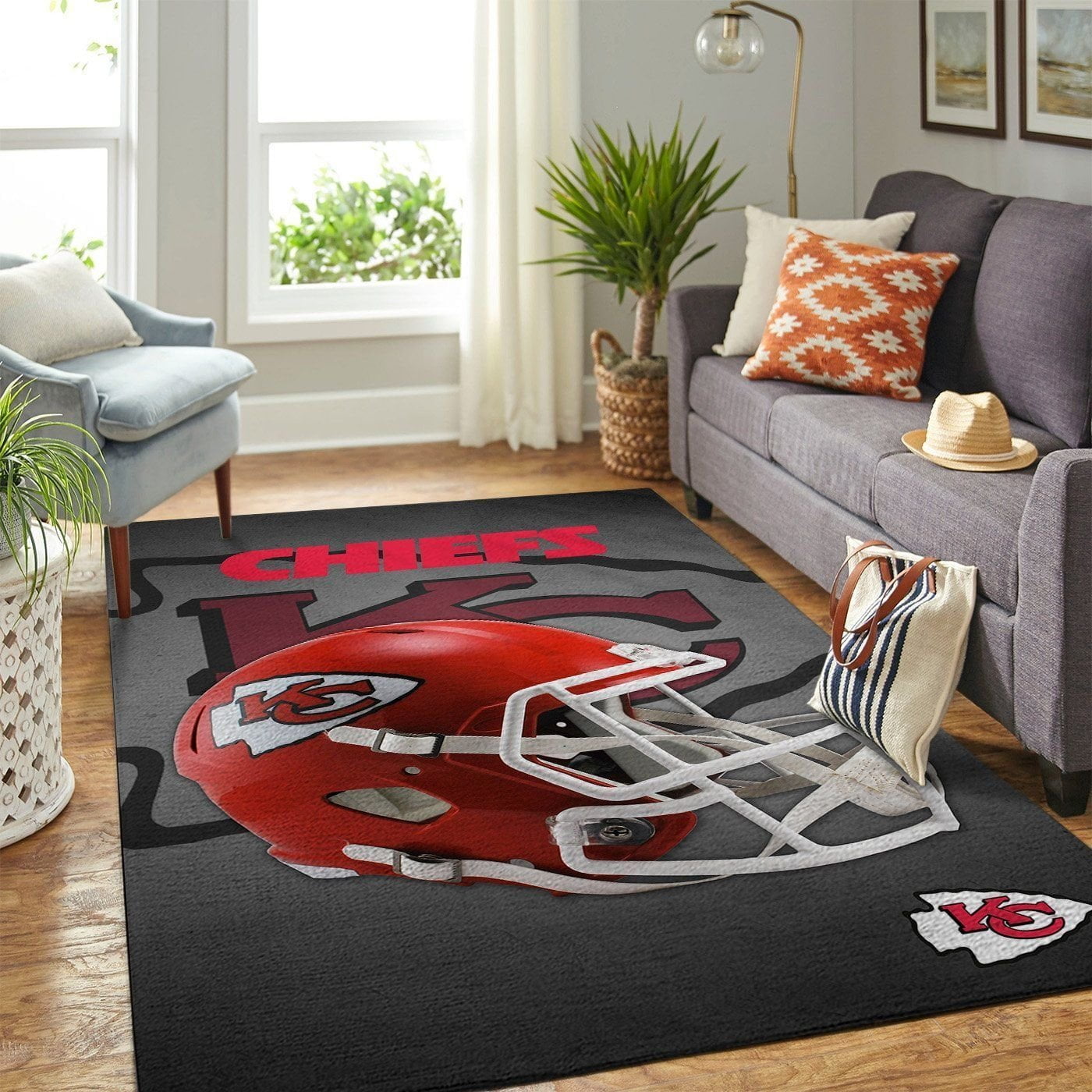 Kansas City Chiefs Nfl Team Logo Helmet Nice Gift Home Decor Rectangle Area Rug - Indoor Outdoor Rugs