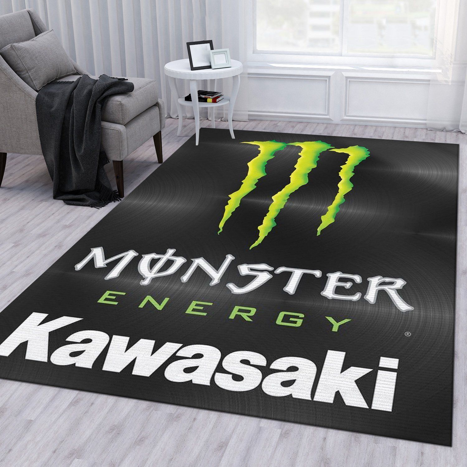 Kawasaki Logo Monster Area Rug For Christmas Bedroom Rug Home US Decor - Indoor Outdoor Rugs